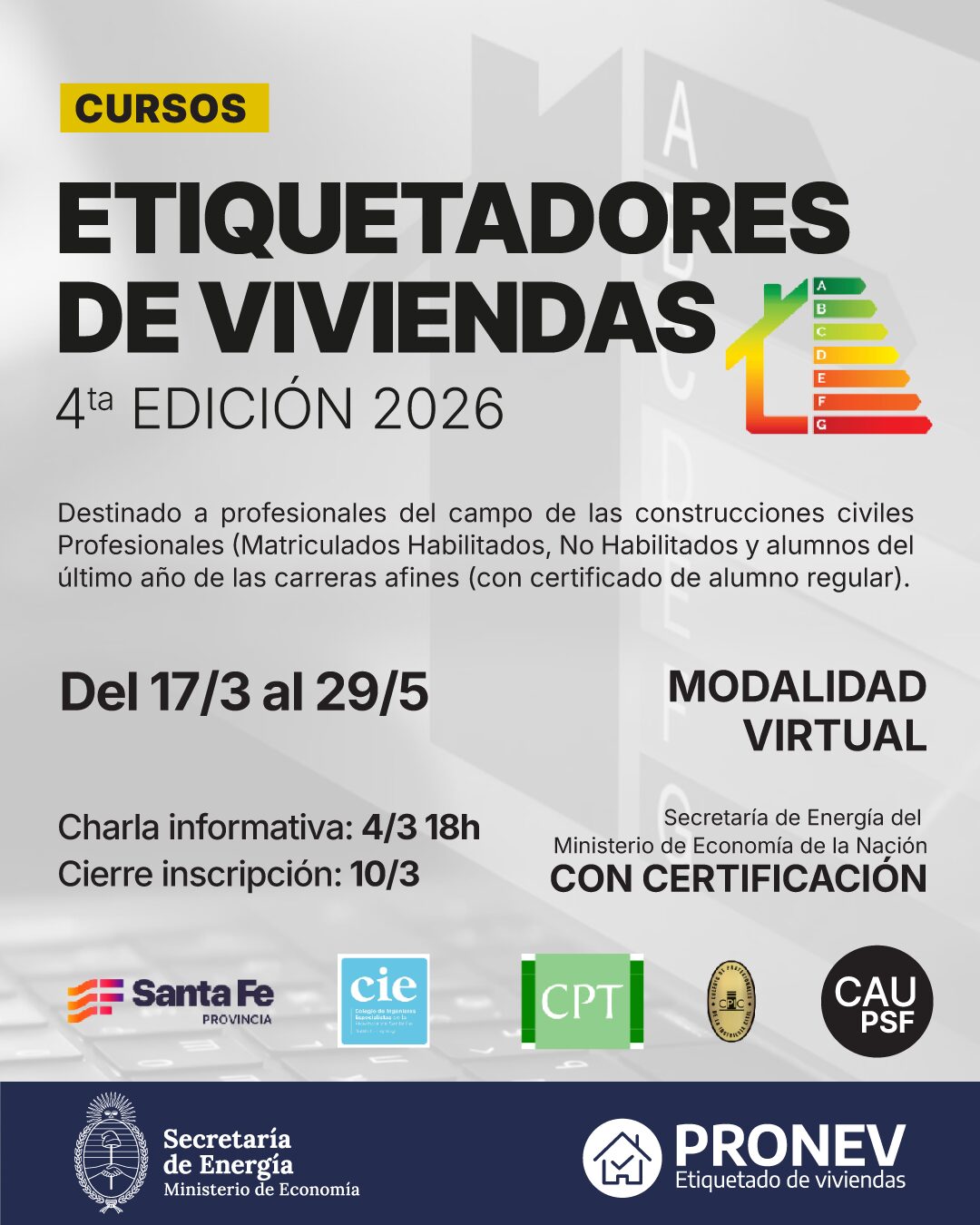 Curso de Etiquetadores Energéticos de Viviendas (CEV)